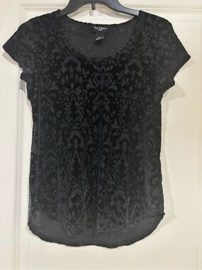 Nue Options Black Burnout Velvet Short Sleeve Tee
